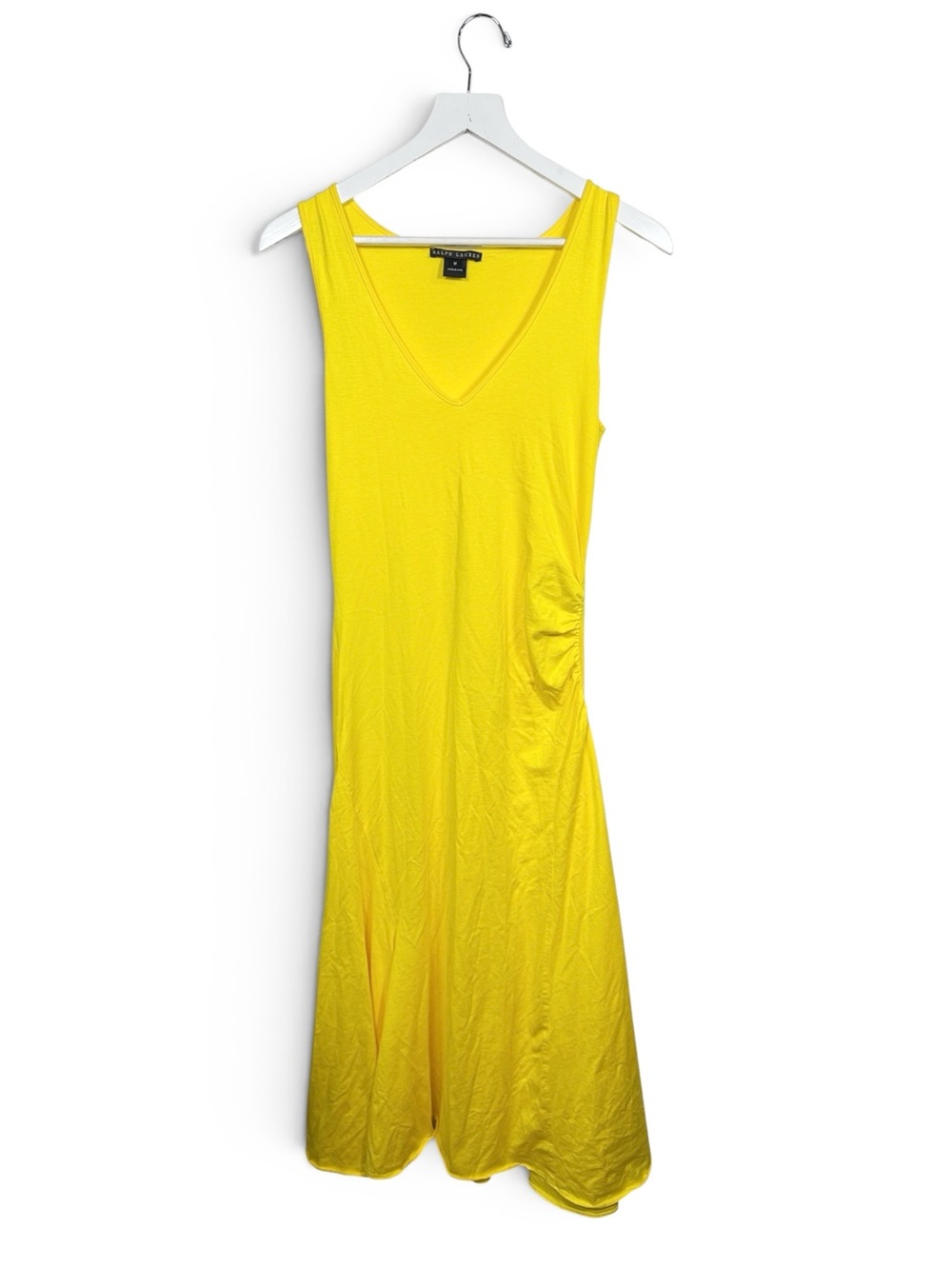 Ralph Lauren Black Label Sleeveless V-Neck Yellow Maxi Dress W2544 Sz M
